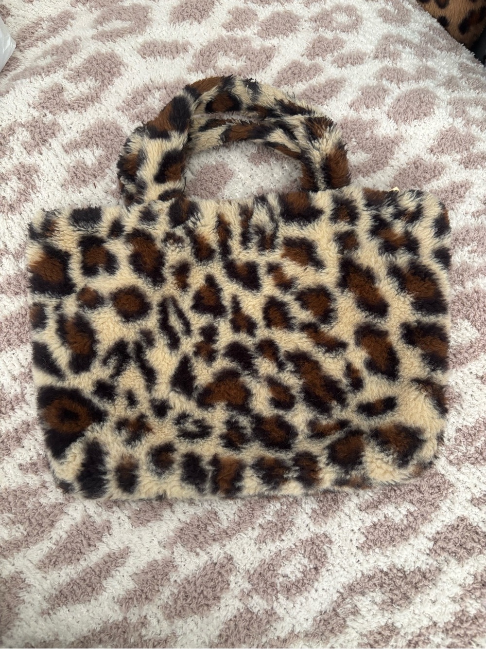 fuzzy leopard print purse